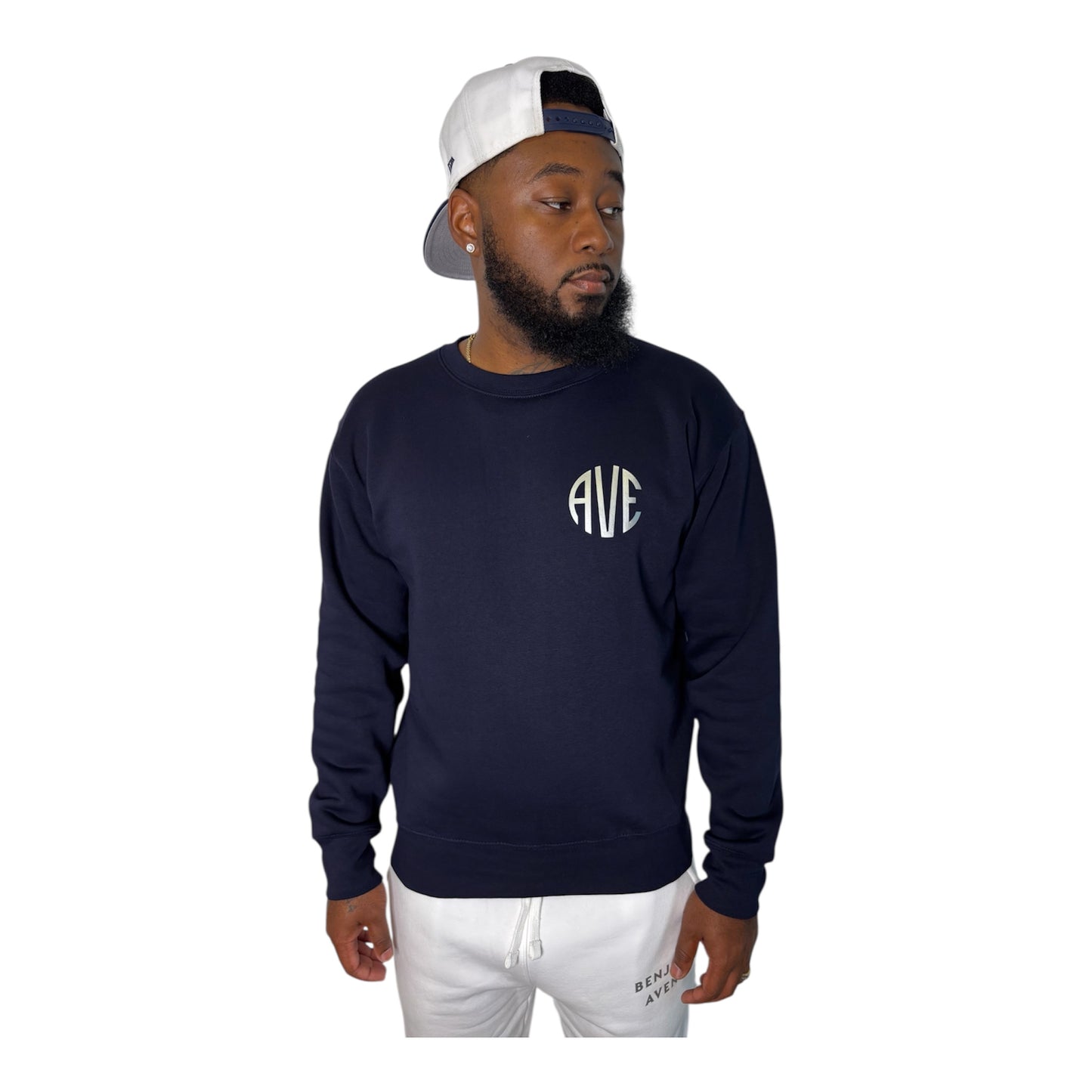 Benjamin Avenue Sweatshirt- Navy Blue & Silver